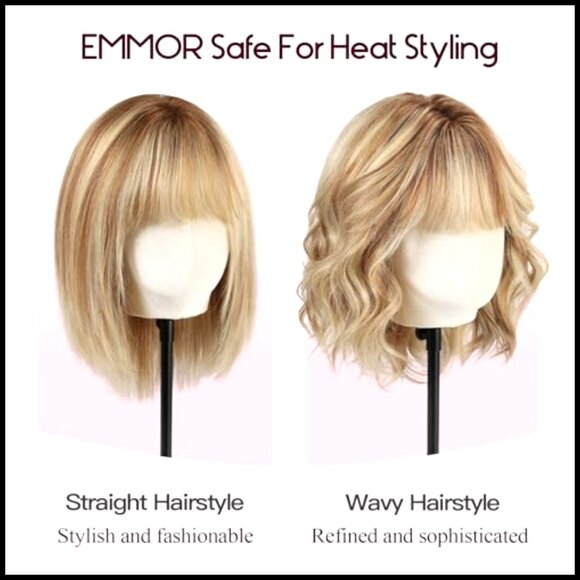 Shoulder Length Layered Bob Wig with Bangs 100% Human Hair Daily Wear main image 4